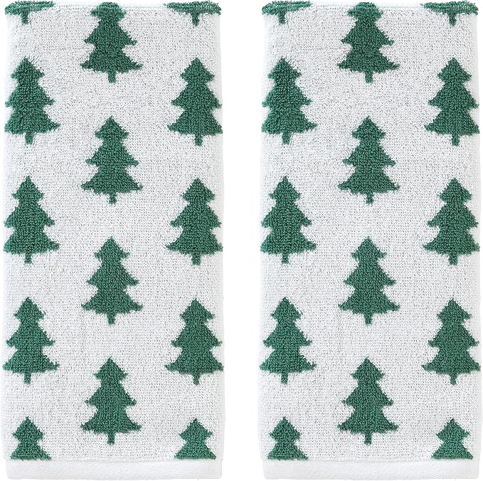 SKL Home Christmas/Winter Holiday Trees 100% Cotton Premium 2-Piece Hand Towel by SKLHomebySaturdayKnightLtd