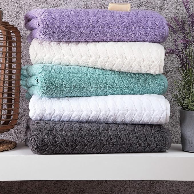 BAGNO MILANO Turkish Bath Towels, Soft Plush Jacquard Luxury Bath Towels - Image 3