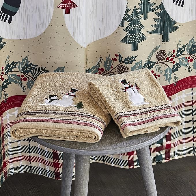 SKL Home Christmas/Winter Rustic Plaid Snowman Hand Towel 2pc Set - Image 5