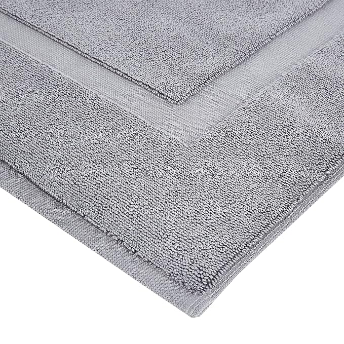 Amazon Basics Banded Bathroom Bath Rug Mat, Powder Gray, 31 inches L x 20 - Image 5
