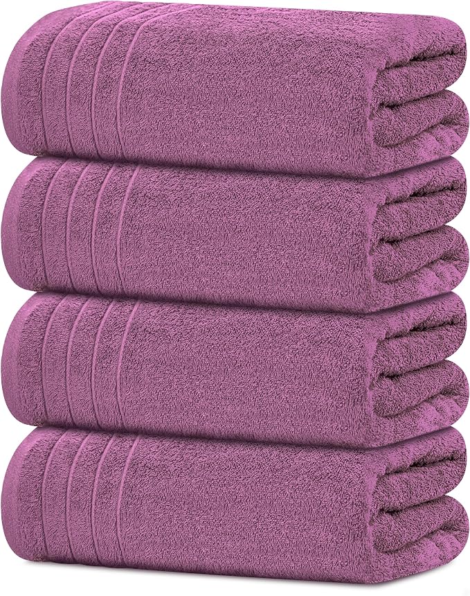 Tens Towels Pack of 4 Extra Large Bath Towels 30 x 60 Inches, 100% Cotton by TensTowels