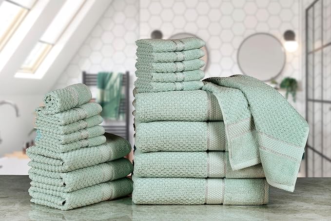 Ample Decor Bathroom Towel Set of 18-4 Bath Towel, 4 Hand Towel, 10 Wash Cloths - Image 2