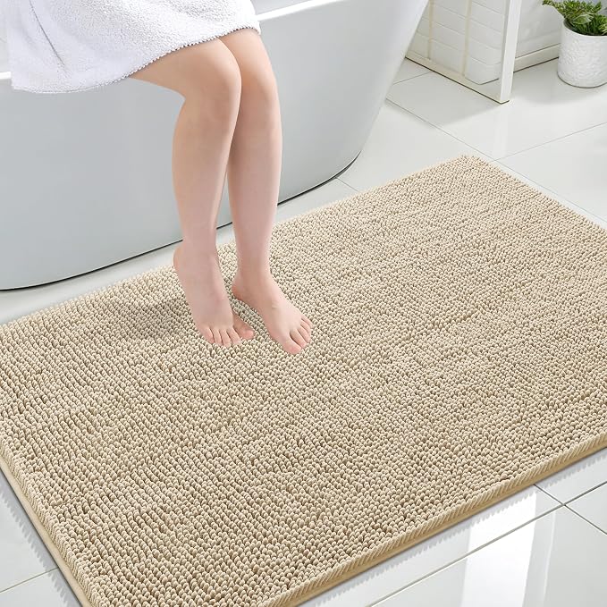 OLANLY Bathroom Rugs 44x32, Extra Soft Absorbent Chenille Bath Rugs, Rubber by OLANLY
