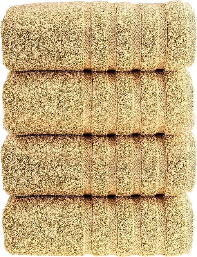 HALLEY Turkish 4 Pack Premium Bath Towels 650 GSM Highly Absorbent Super Soft by HALLEY-TurkishCottonTowels