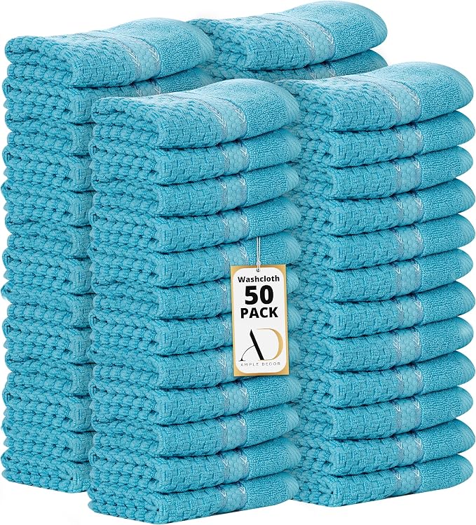 Ample Decor 100% Cotton Washcloths Set of 50 by AmpleDecor