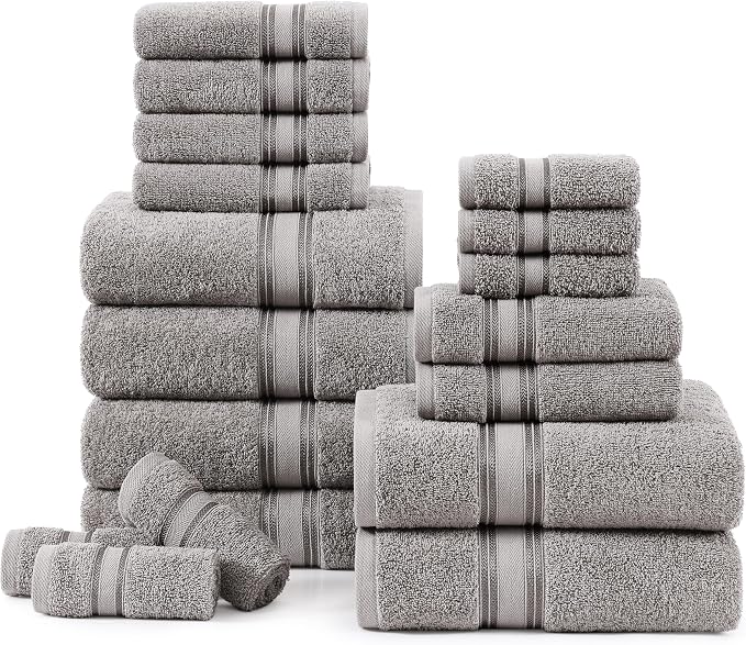 LANE LINEN 18 Pack Towels for Bathroom – 100% Mercerized Cotton, Zero Twist by LaneLinen