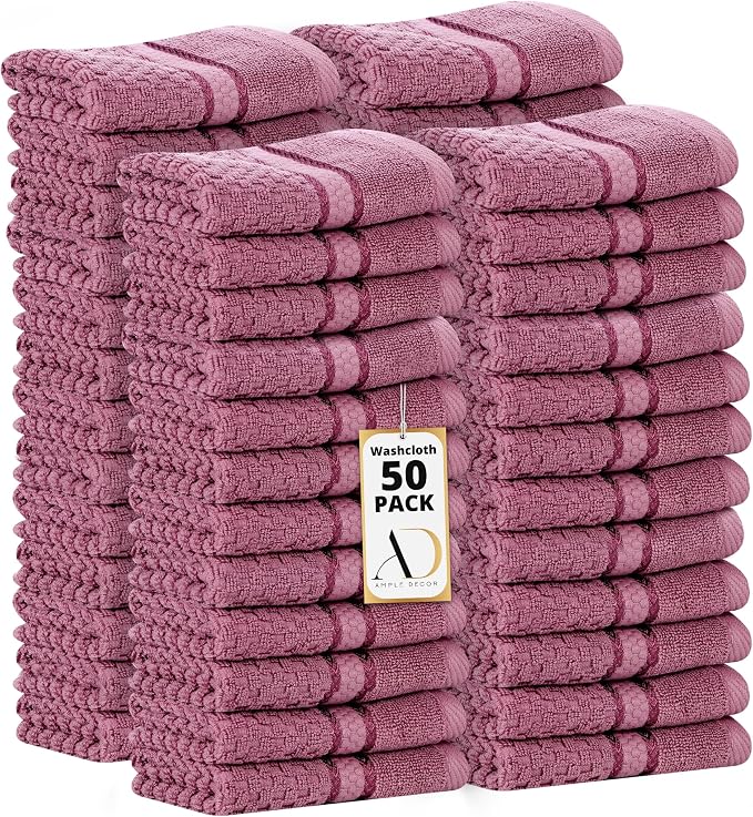 Ample Decor 100% Cotton Washcloths Set of 50 by AmpleDecor