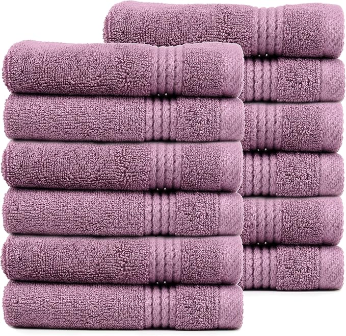 EastNBlue Lara 100% Turkish Cotton Washcloths 12 Pack, Extra Soft & Absorbent by EastNBlue