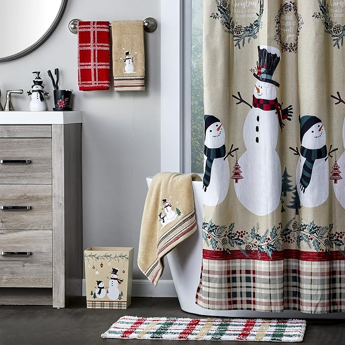 SKL Home Christmas/Winter Rustic Plaid Snowman Hand Towel 2pc Set - Image 6