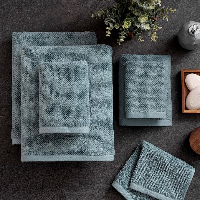 Welhome Franklin 100% Cotton Popcorn Textured Towel Set - Image 3