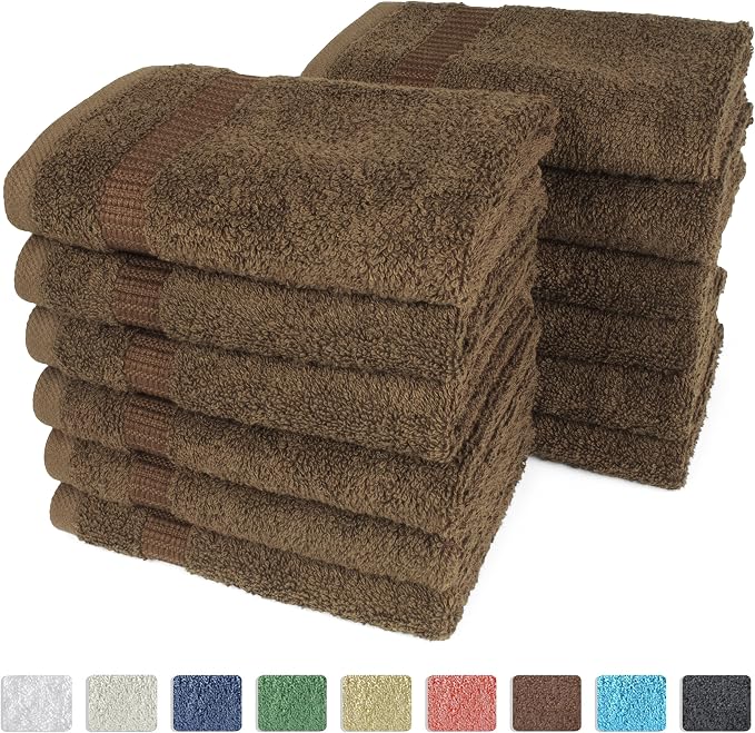 SALBAKOS 100% Turkish Cotton Washcloth Set of 12 13x13 inch | Heirloom Quality - Image 3