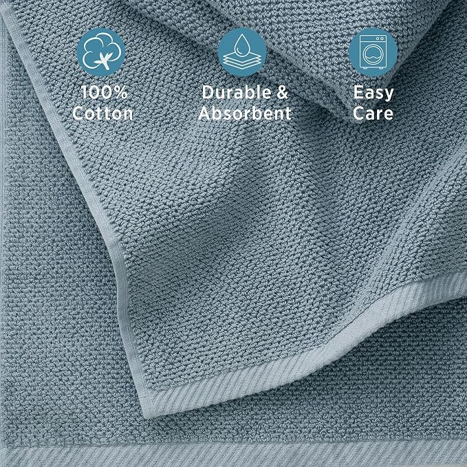 Welhome Franklin 100% Cotton Popcorn Textured Towel Set - Image 8