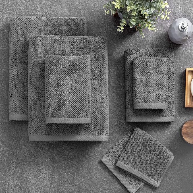 Welhome Franklin 100% Cotton Popcorn Textured Towel Set - Image 2